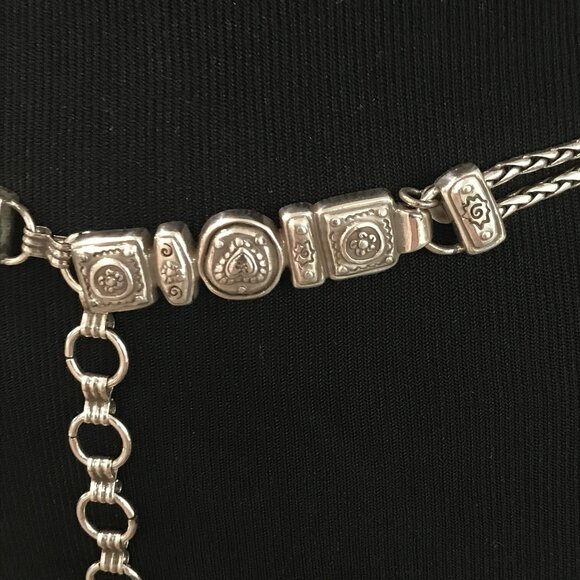 Brighton Belt Womens Small Silver Heart Charm Double Strand Boho Southwestern - Picture 2 of 10